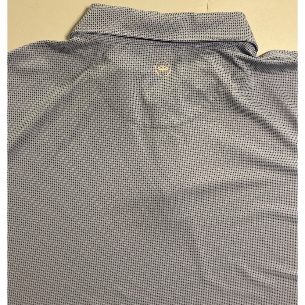 Peter Millar Crown Crafted Mens 2XL Blue Micro Print Performance Golf Polo Shirt - Picture 7 of 8